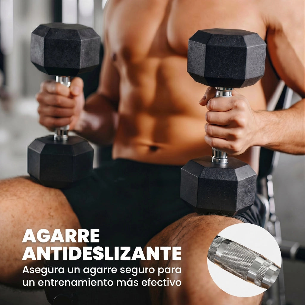 Set di manubri 8 kg ¨C Minimal ¨C Nero e Argento