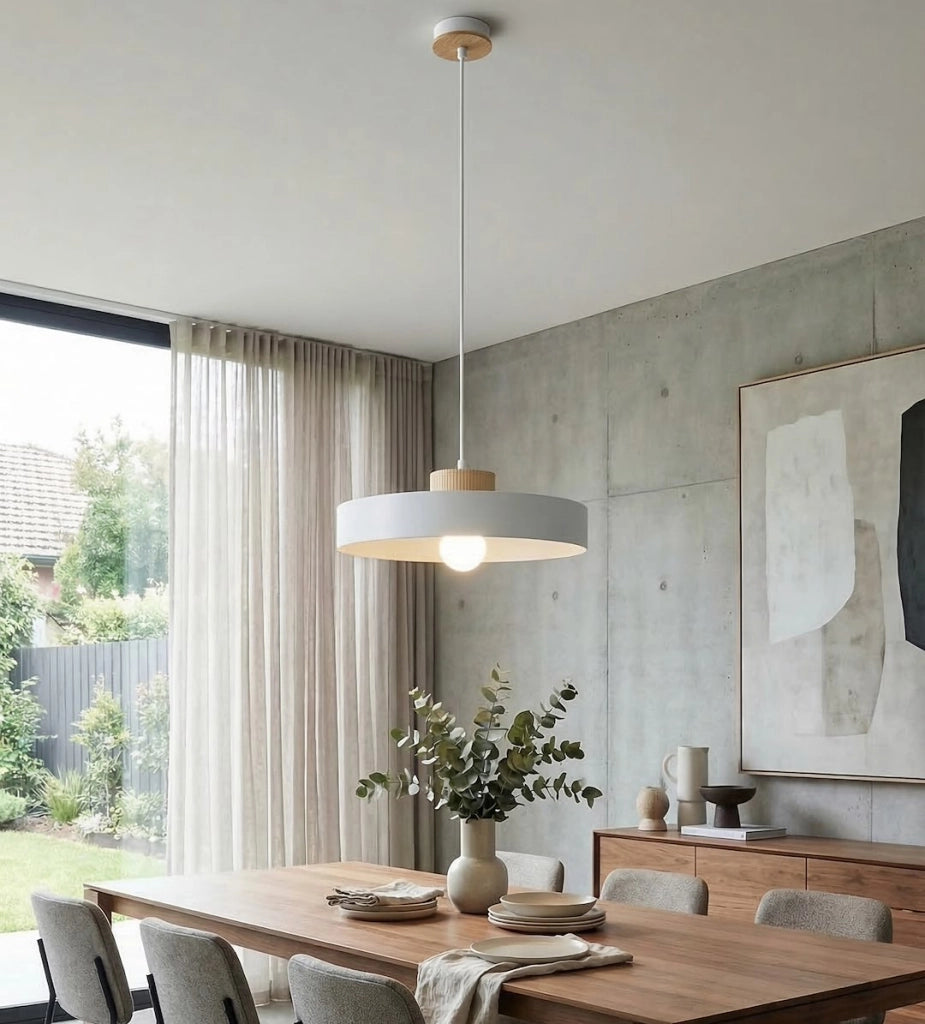 Lampada a sospensione KIVI japandi bianca legno 1xE27 Emibig