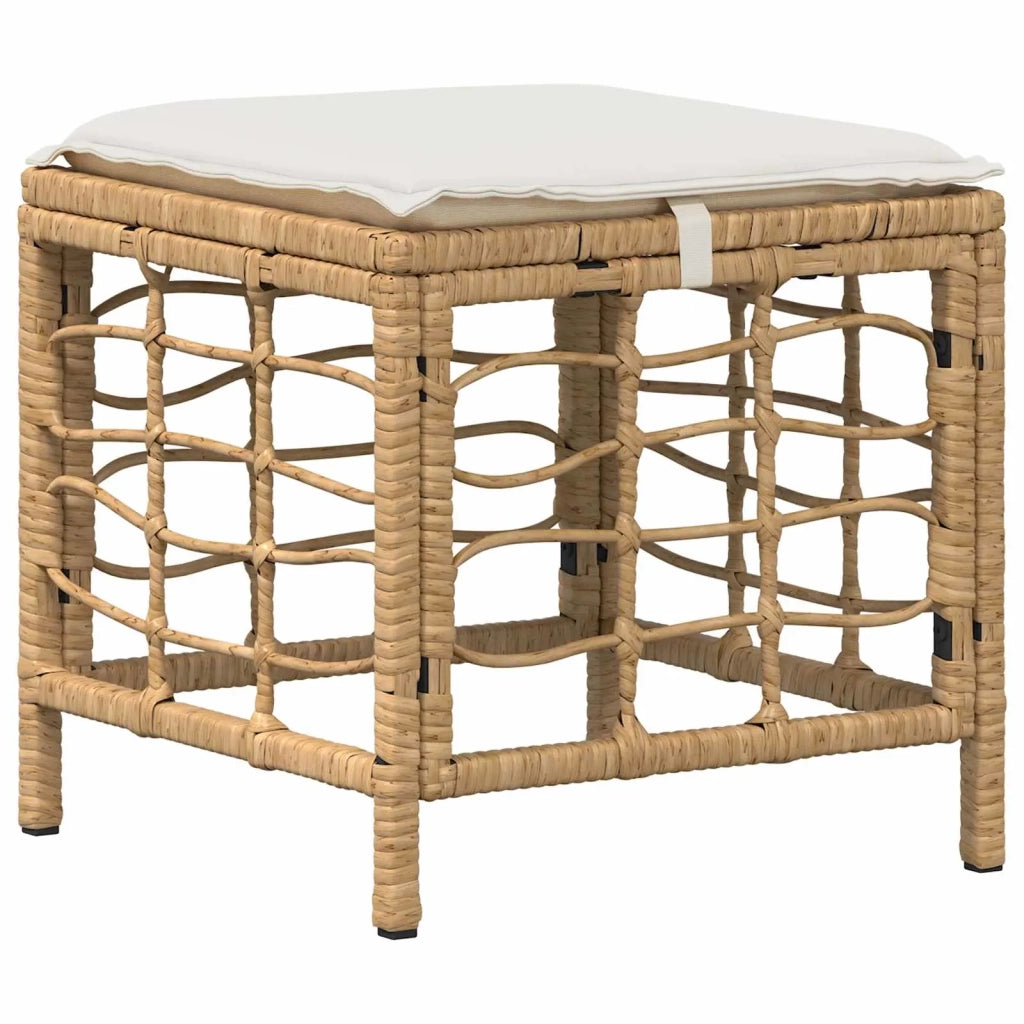 Set da Pranzo per Giardino con cuscino 4 pcs Naturale e Bianco 42026763