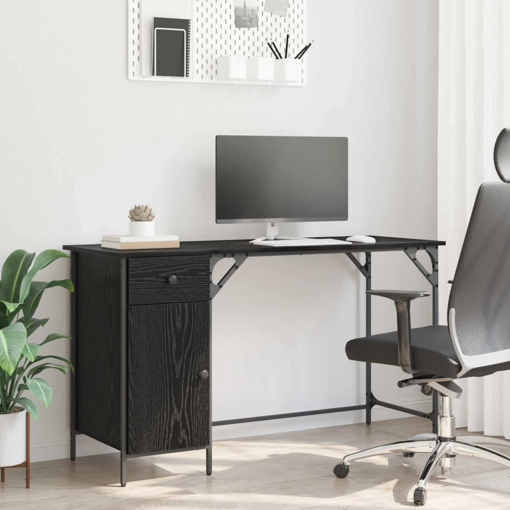 Scrivania per computer Rovere Nero 131 x 48 x 75 cm 882834
