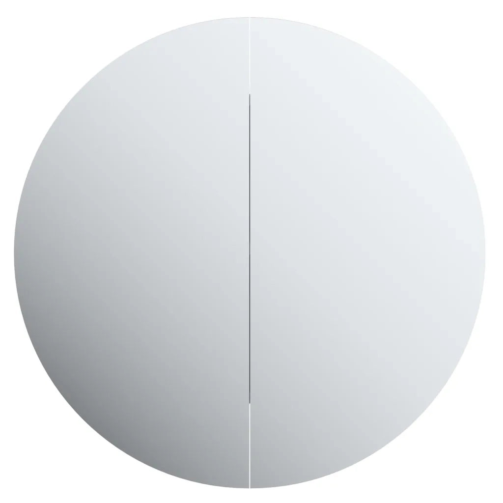 Armadio da Bagno | Mobile da Bagno con Specchio Rotondo e LED Nero 40x40x17,5cm