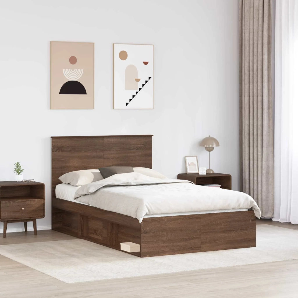 Struttura del letto-Giroletto Rovere Marrone 120 x 190 cm Pino massello 169386
