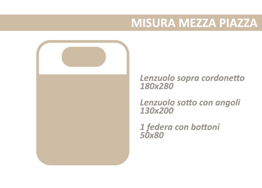 Completo Lenzuola Letto 100% Cotone Made In Italy Disegno Canva - Piazza e Mezza - Grigio