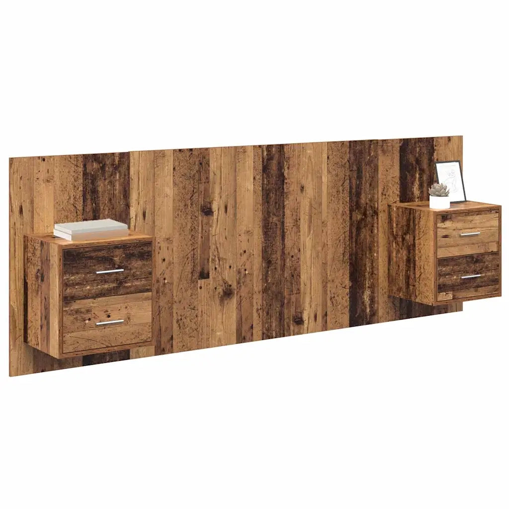 Testata con Comodino 3 pcs Legno vecchio Legno multistrato 3415831