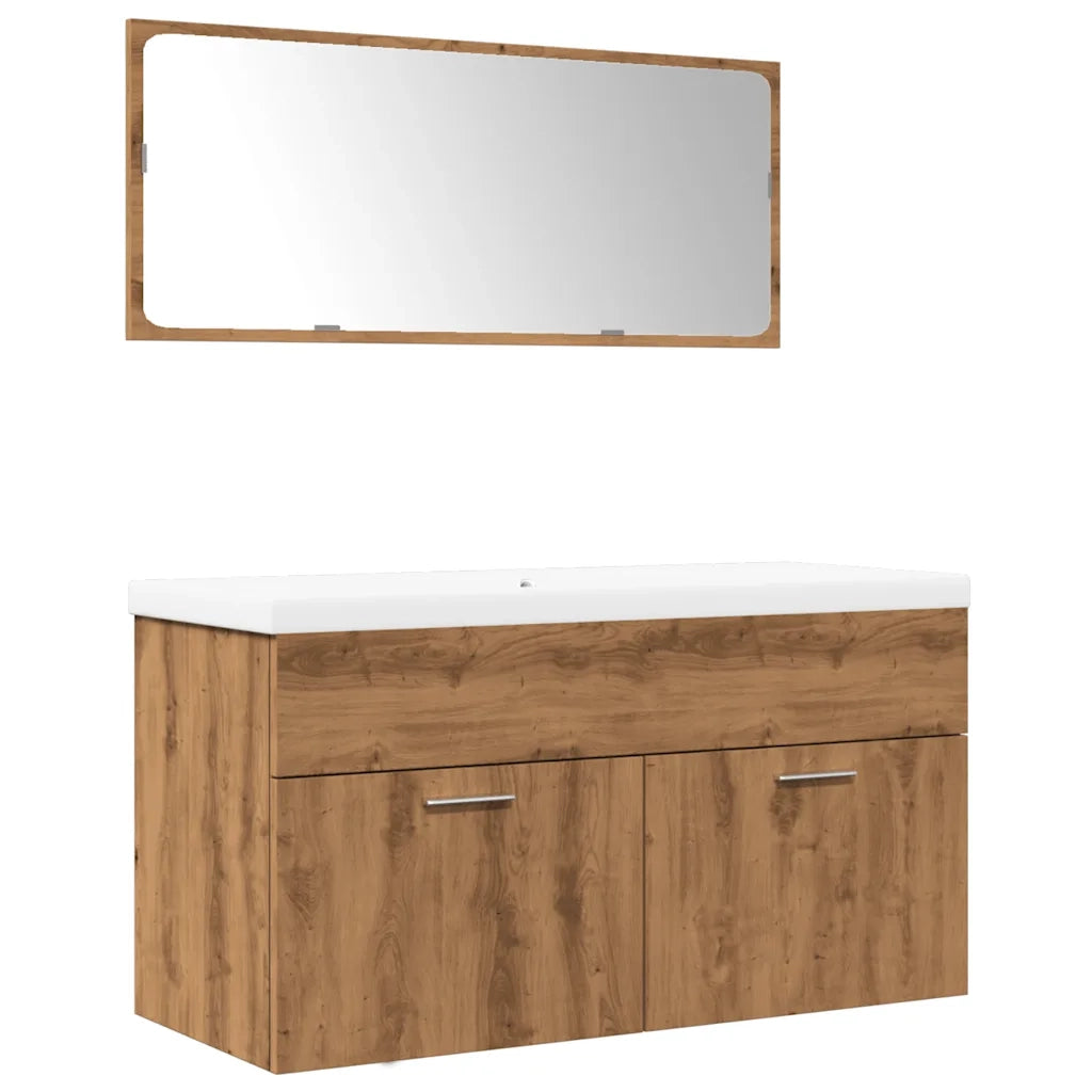 Set Mobili da Bagno 3 pz Rovere Artigianale Legno Multistrato 3328588