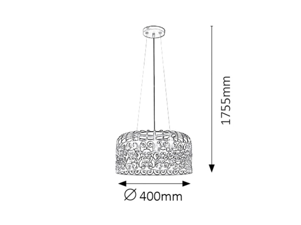 Lampada a sospensione vintage Alessandra 3xE27 nera Rabalux