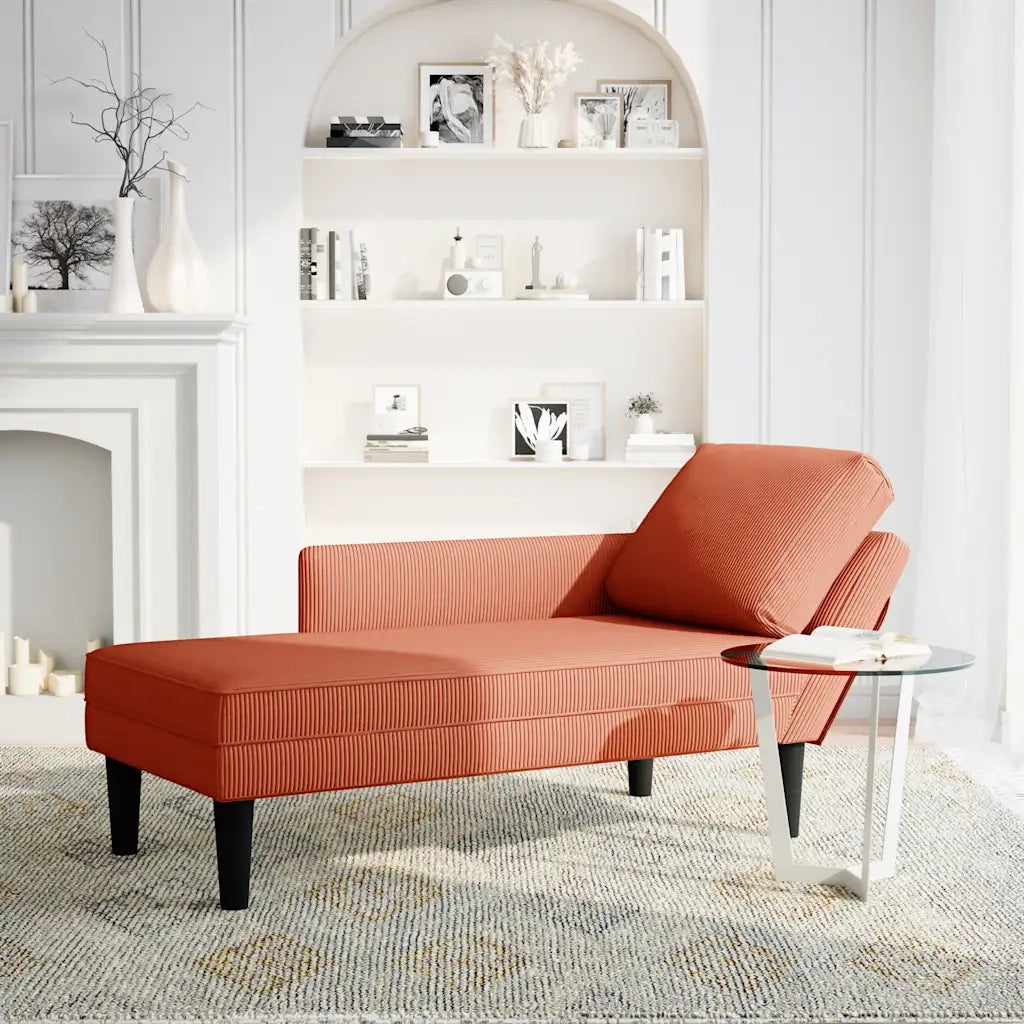 Sdraio con Cuscino Destro in Velluto a Coste Rosso Arancione CFW8282246
