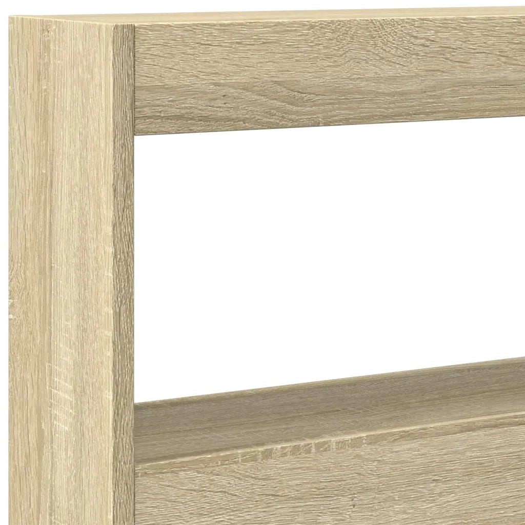 Testiera con Contenitore a LED-Testiera con Ripiani Rovere Sonoma 160x17x102 cm