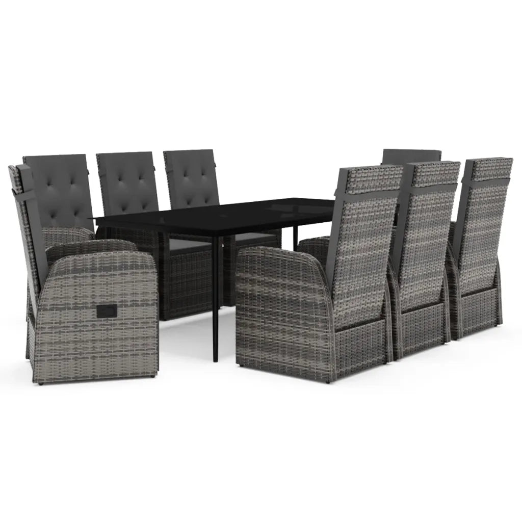 Set da Pranzo da Giardino 9 pz con Cuscini Grigio 3099502