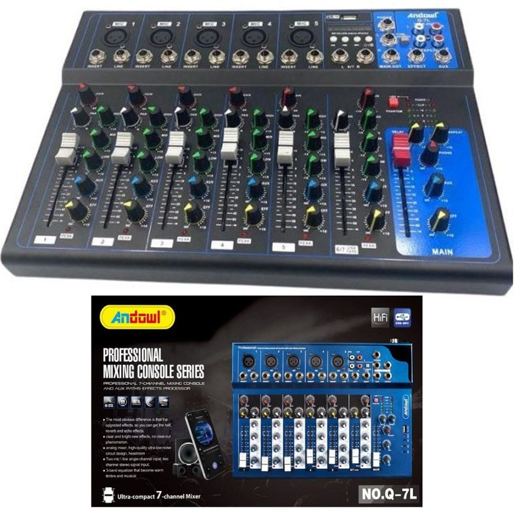 Trade Shop - Console Missaggio Mixer Professionale 7 Channel Mixing Serie Usb Bluetooth Q-7l -