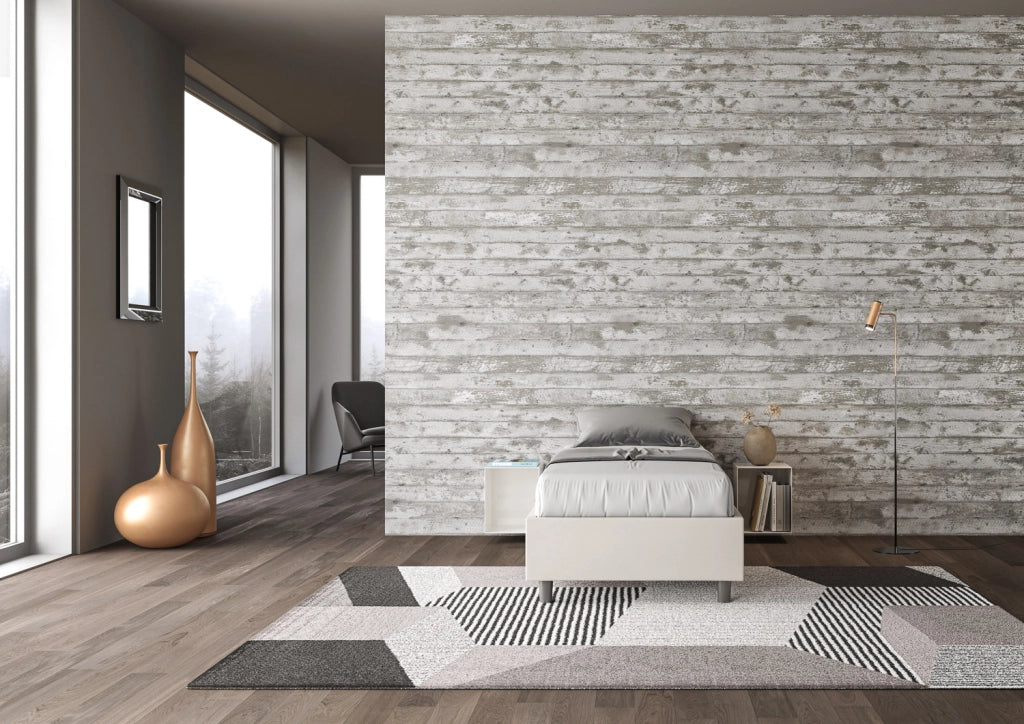 BS COM Letto singolo con rete imbottito 80x200 similpelle bianco