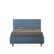 BS COM Letto una piazza e mezza con rete imbottito 110x190 microfibra blu