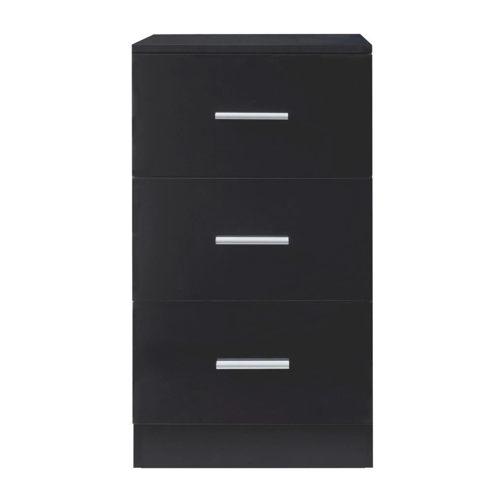 Comodino Aurdal con 3 Cassetti - Nero Lucido [en.casa]