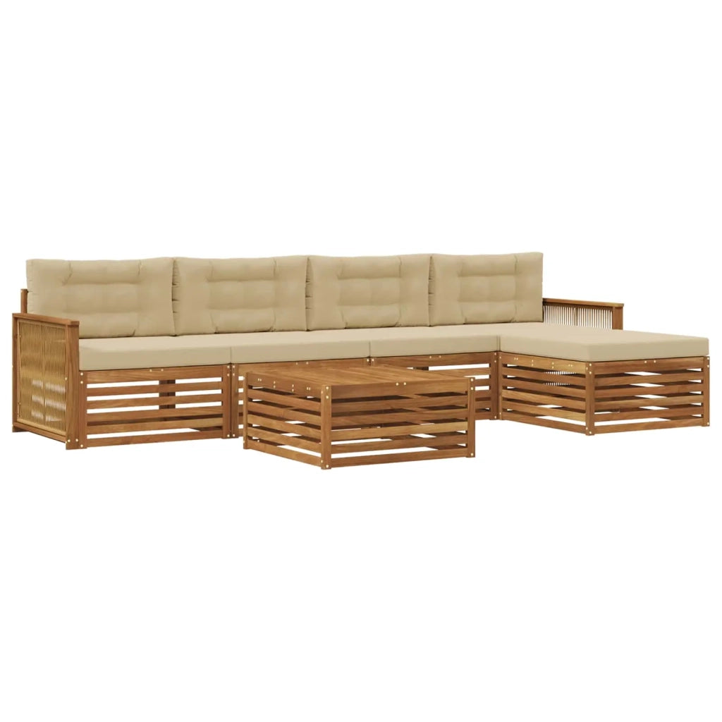 Set di divani da esterno con cuscino 6 pcs Naturale e Beige 3383271