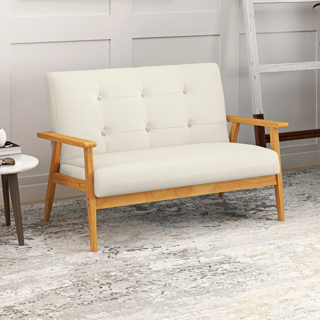 Divano 2 posti ¨C Minimal ¨C beige tessuto trapuntato