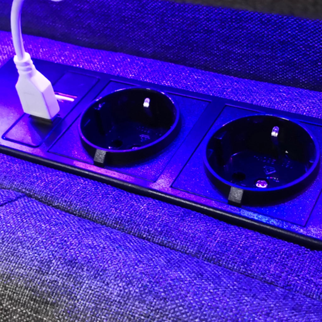 Letto matrimoniale imbottito con USB LED 160x200 cm legno massello grigio