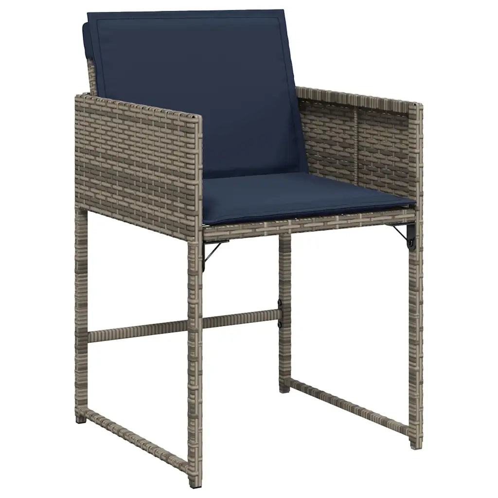 Set da Pranzo per Giardino con cuscino 5 pcs Grigio polyrattan