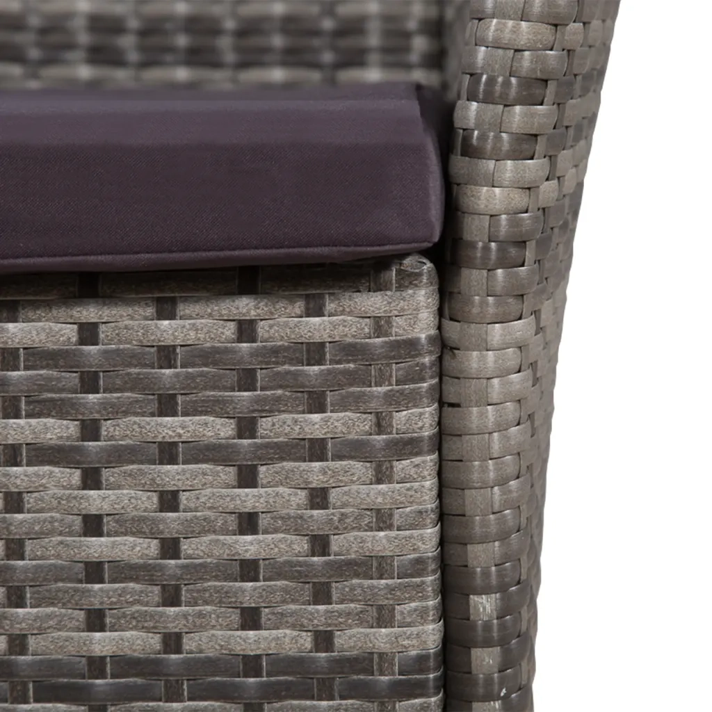 Sedia da Giardino | Sedie da Esterno con Sgabello e Cuscini in Polyrattan Grigio