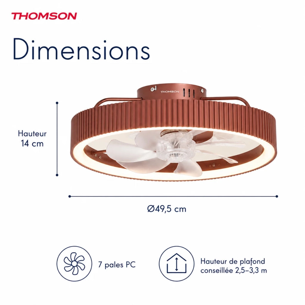 Ventilatore da soffitto con luce e telecomando incluso THOMSON MIRA