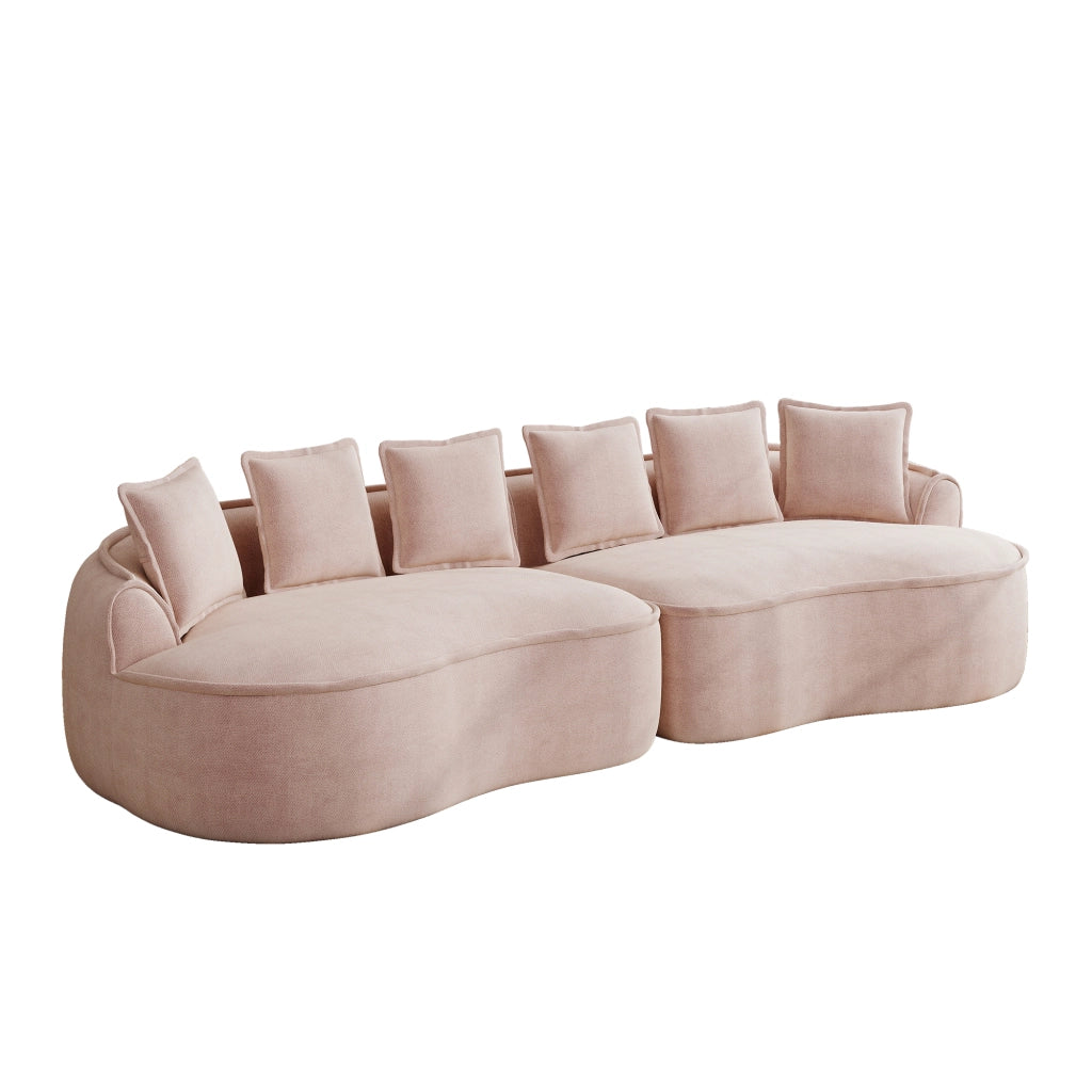 Divano 4 Posti in Tessuto Chenille con Cuscini ¨C MINIMAL ¨C Rosa