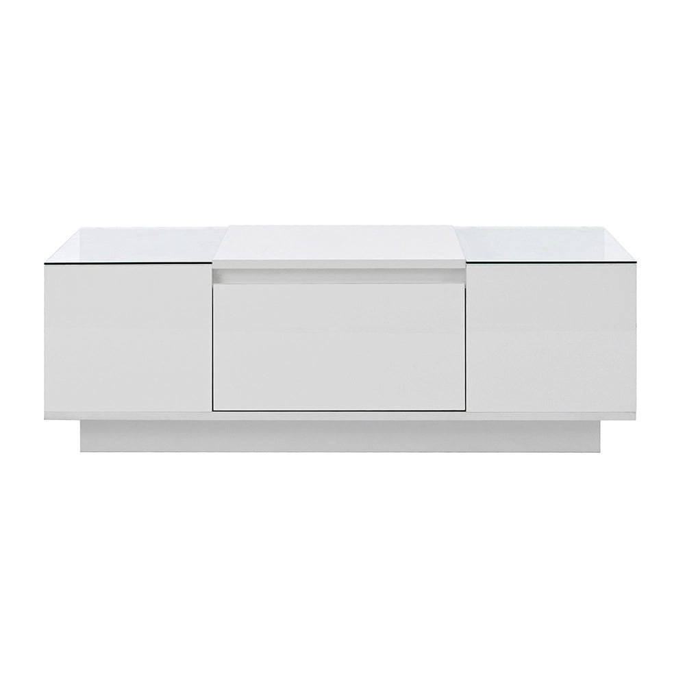Tavolino-Xylo-105cm vetro LED 2 cassetti spazio archiviazione