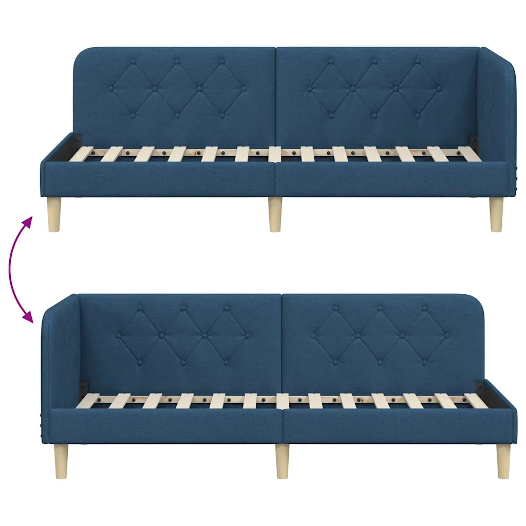Cornice del letto ad angolo Blu 80 x 200 cm Tessuto 42016560