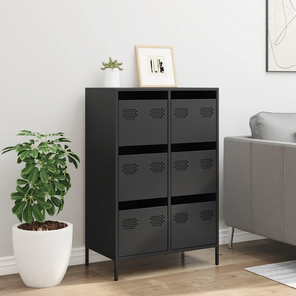 Credenza Nera 68x39x101,5 cm in Acciaio