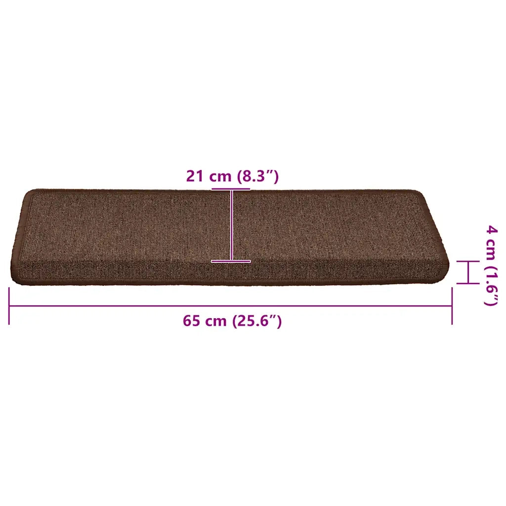 Tappetini per scale 30 pz 65x21x4 cm Marrone caffè Bordo rettangolare 3365769