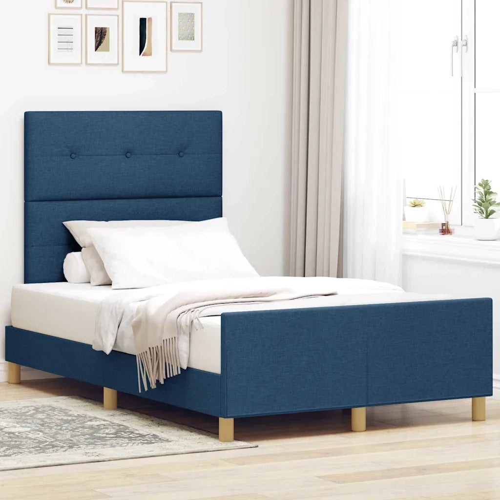 Struttura del letto con testiera Blu 120 x 190 cm Tessuto 3344717