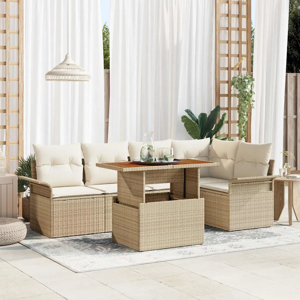 Set Divano da Giardino con cuscino 6 pcs beige e panna 3349336