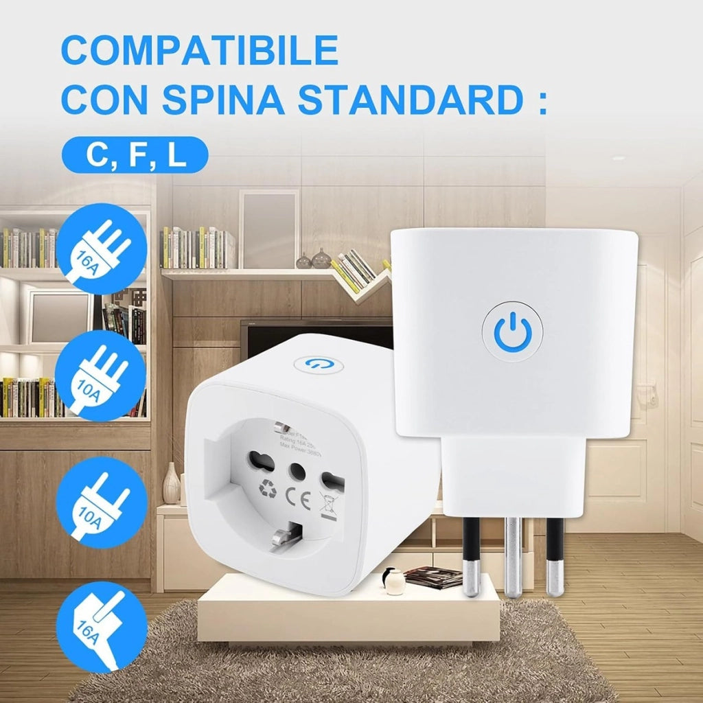 PRESA INTELLIGENTE WIFI 10A SMART LIFE TUYA PLUG SHUKO TIMER ALEXA GOOGLE HOME