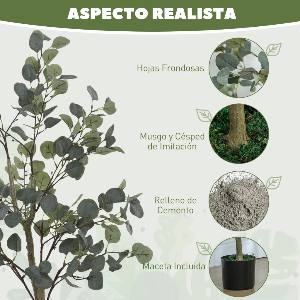Pianta Artificiale Eucalipto 150 cm in Vaso ¨C zephmum ¨C Verde per Interni