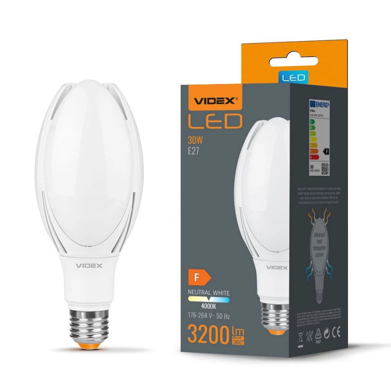 Lampadina LED industriale A96 30W E27 3200lm 4000K Videx