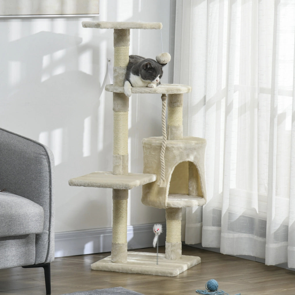 Albero per Gatti con Piattaforme e Giocattoli ¨C Minimal ¨C 116 cm Beige
