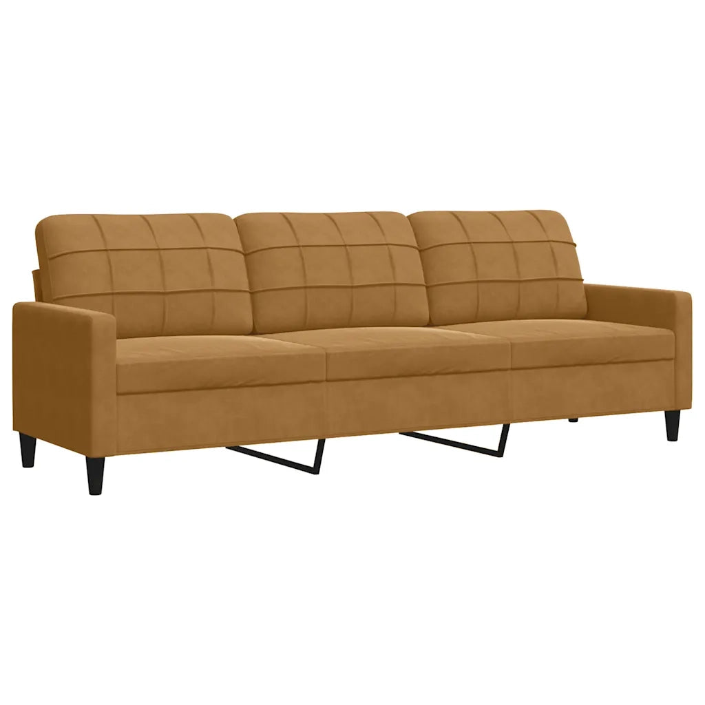 Set di Divani 3 pz con Cuscini e Rinforzi Marrone in Velluto 3278458