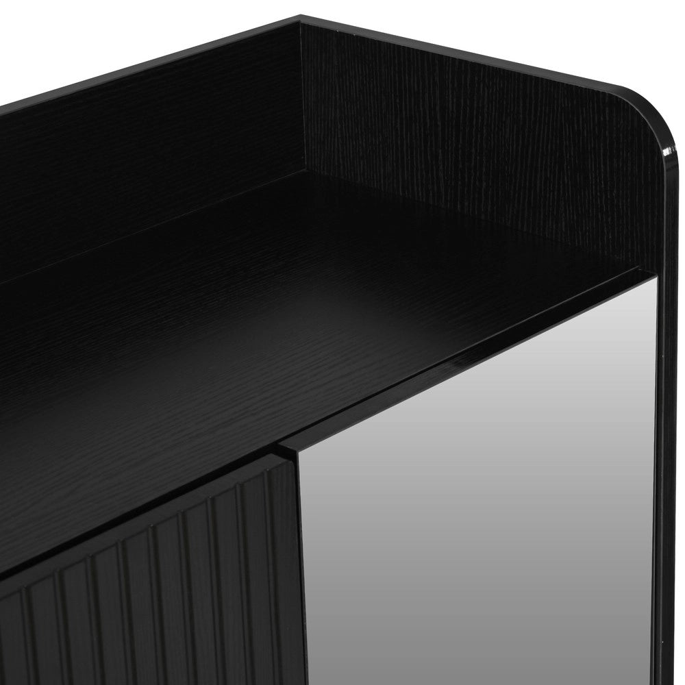Scarpiera con Specchio Ingresso ¨C MINIMAL ¨C Nero, Ripiani Multipli