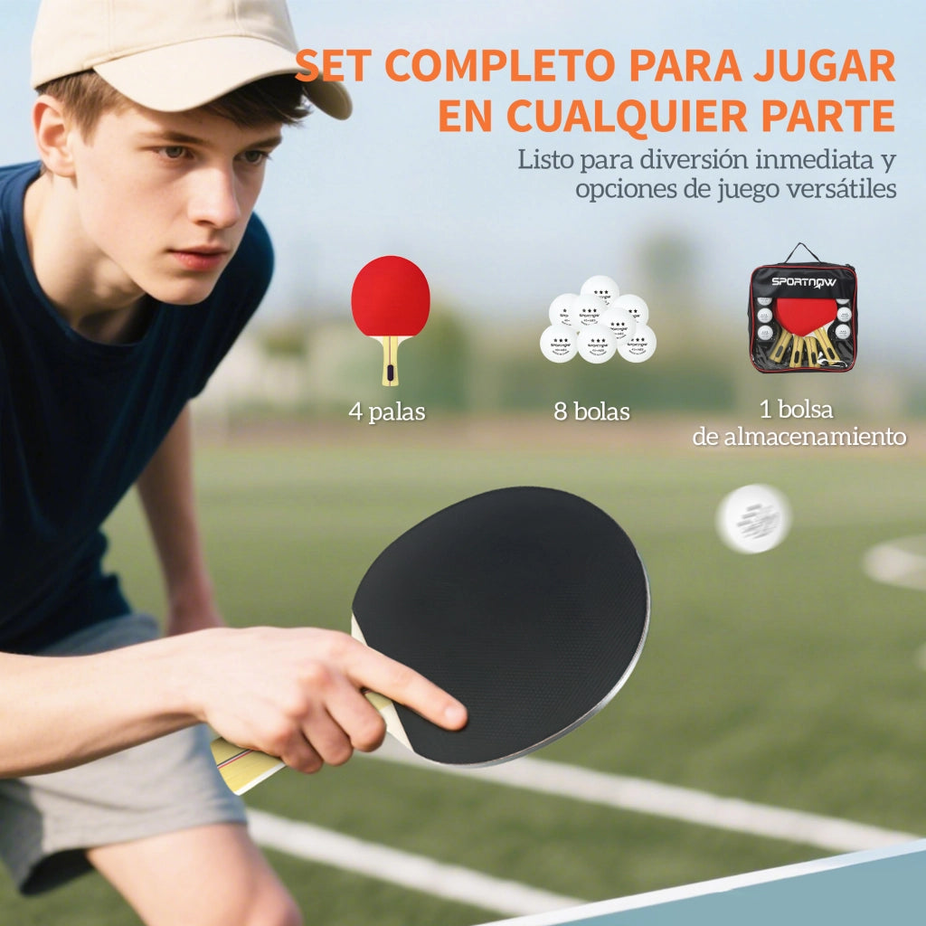 Set Ping Pong con 4 Racchette 8 Palline e Custodia ¨C Minimal ¨C Rosso
