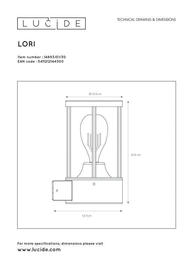 Applique esterna Lucide LORI E27 15W crepuscolare IP44