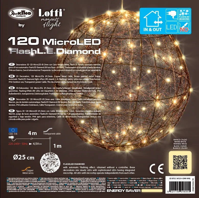 Sfera 3D Copper 25 cm 120 MicroLED B Caldo FlashLED IP44