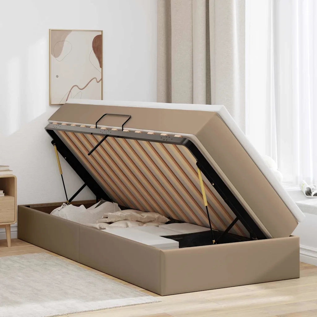 Letto con contenitore e materasso Cappuccino 100 x 200 cm 3370153