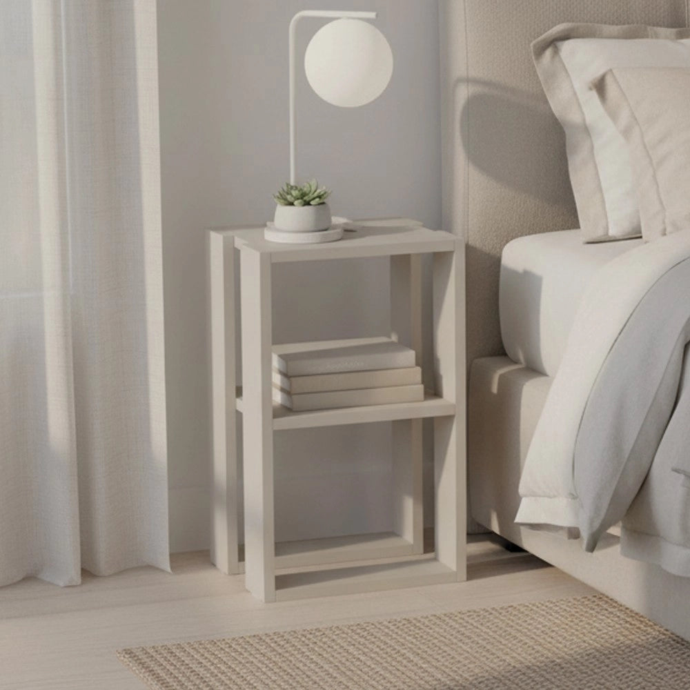 Comodino due ripiani Lonie 34x30x55h colore cashmere