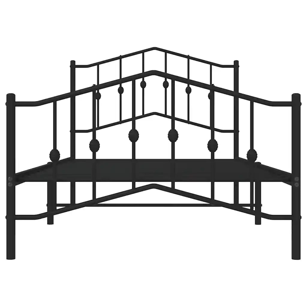 Giroletto con Testiera e Pediera Metallo Nero 100x190 cm 373801