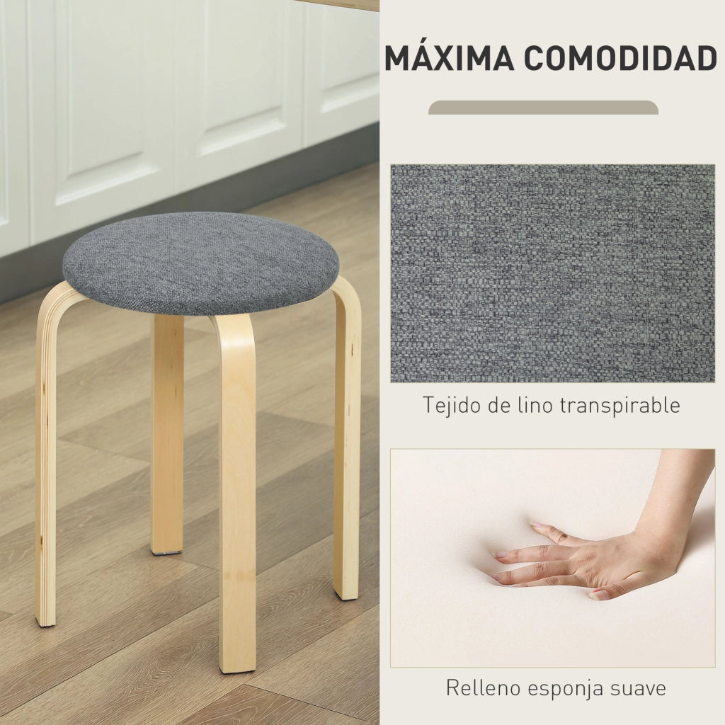 Set di 4 Sedie da Pranzo Imbottite in Legno ¨C Minimal ¨C Grigio