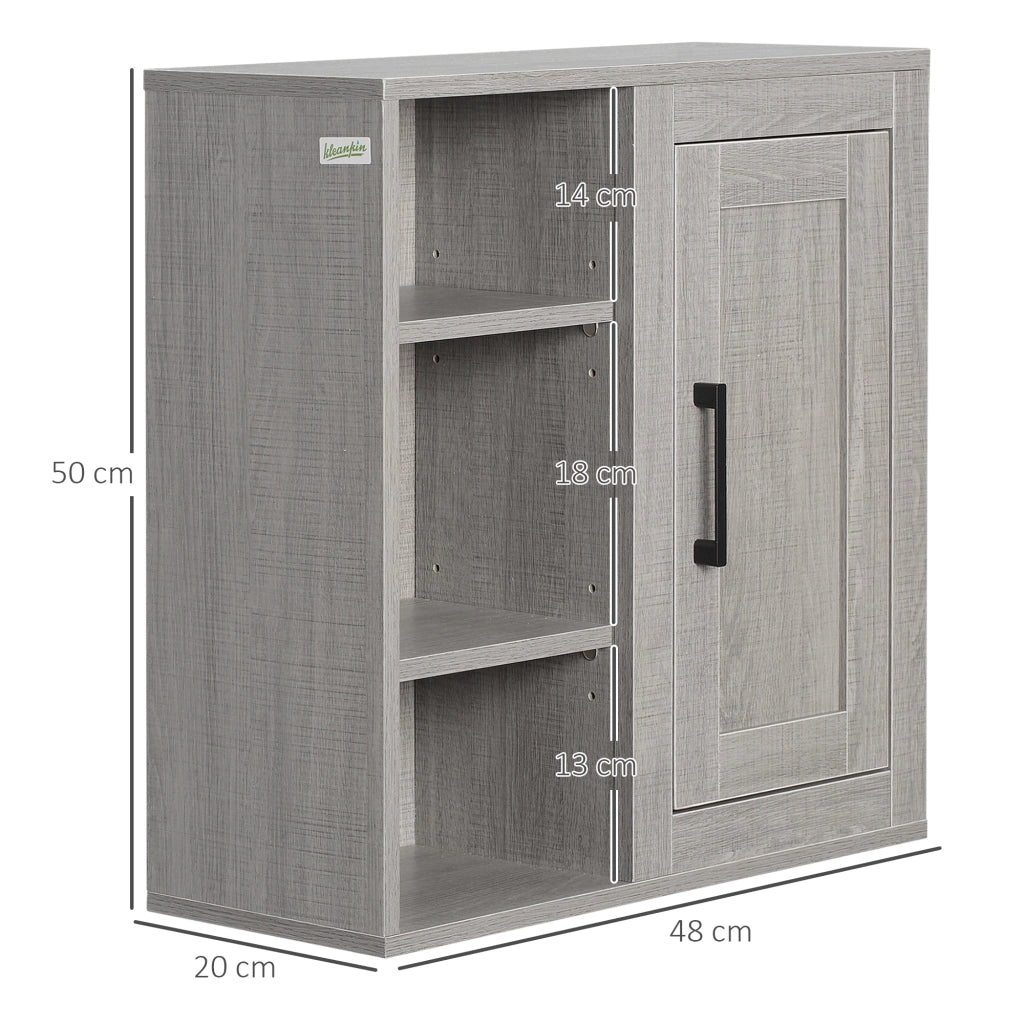 Mobile da bagno sospeso a parete ¨C Xylo ¨C Grigio con anta e ripiani 48x20x50 cm
