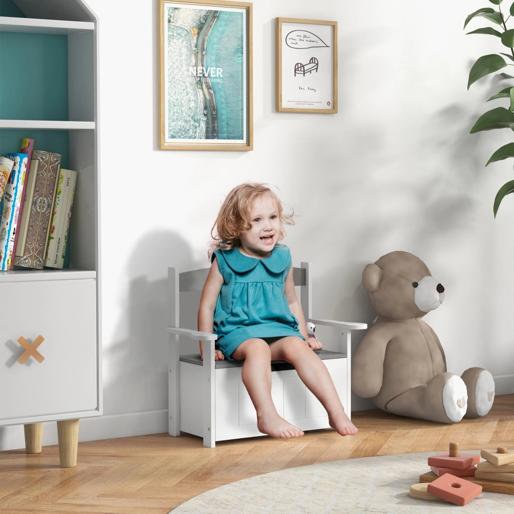 Scrivania per Bambini con Ripiani e Cassetto ¨C Minimal ¨C Grigio e Bianco 68.5x34x58 cm