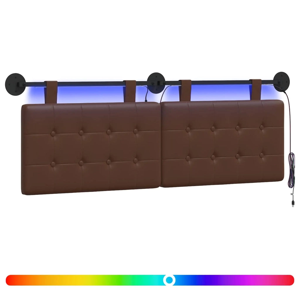 Testiera sospesa Con luce LED Marrone Similpelle 3424442