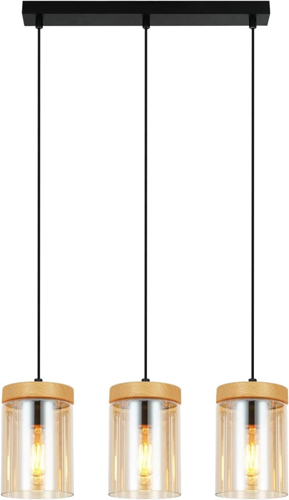 Lampada a Sospensione ZMH 3 luci trasparente E27 per sala da pranzo e camera da letto d¡®albergo