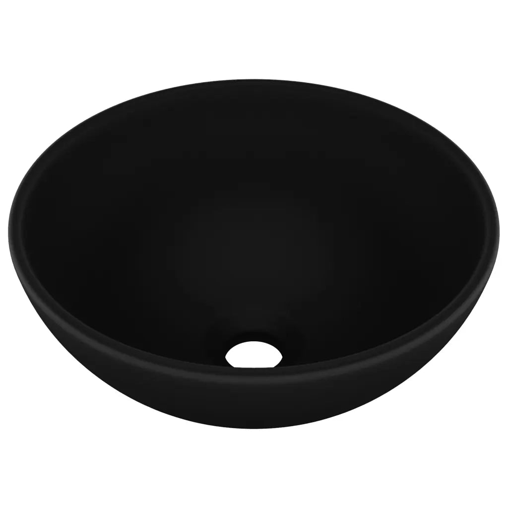 Lavandino-Lavello Lusso Rotondo Nero Opaco 32,5x14 cm in Ceramica