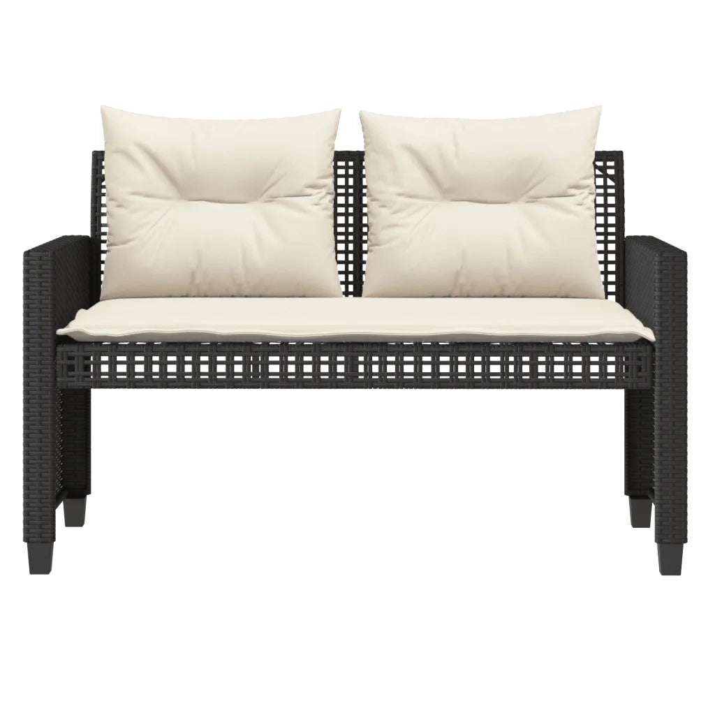 Set Divani da Giardino 4 pz con Cuscini Nero Polyrattan Vetro 368134