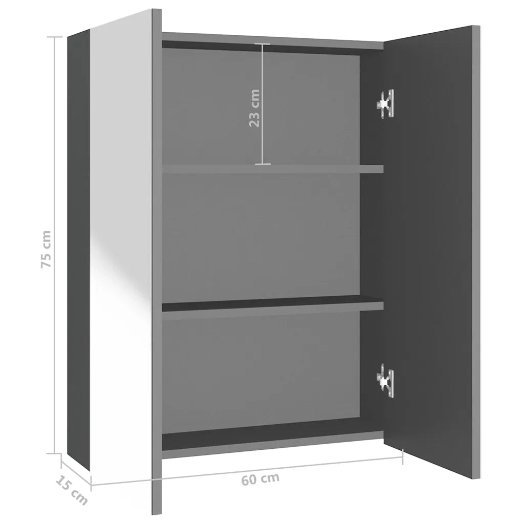 Armadietto a Specchio per Bagno-Mobile bagno con specchio 60x15x75 cm MDF Antracite
